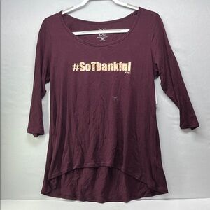 New York & Company Burgundy Long Sleeve Tee